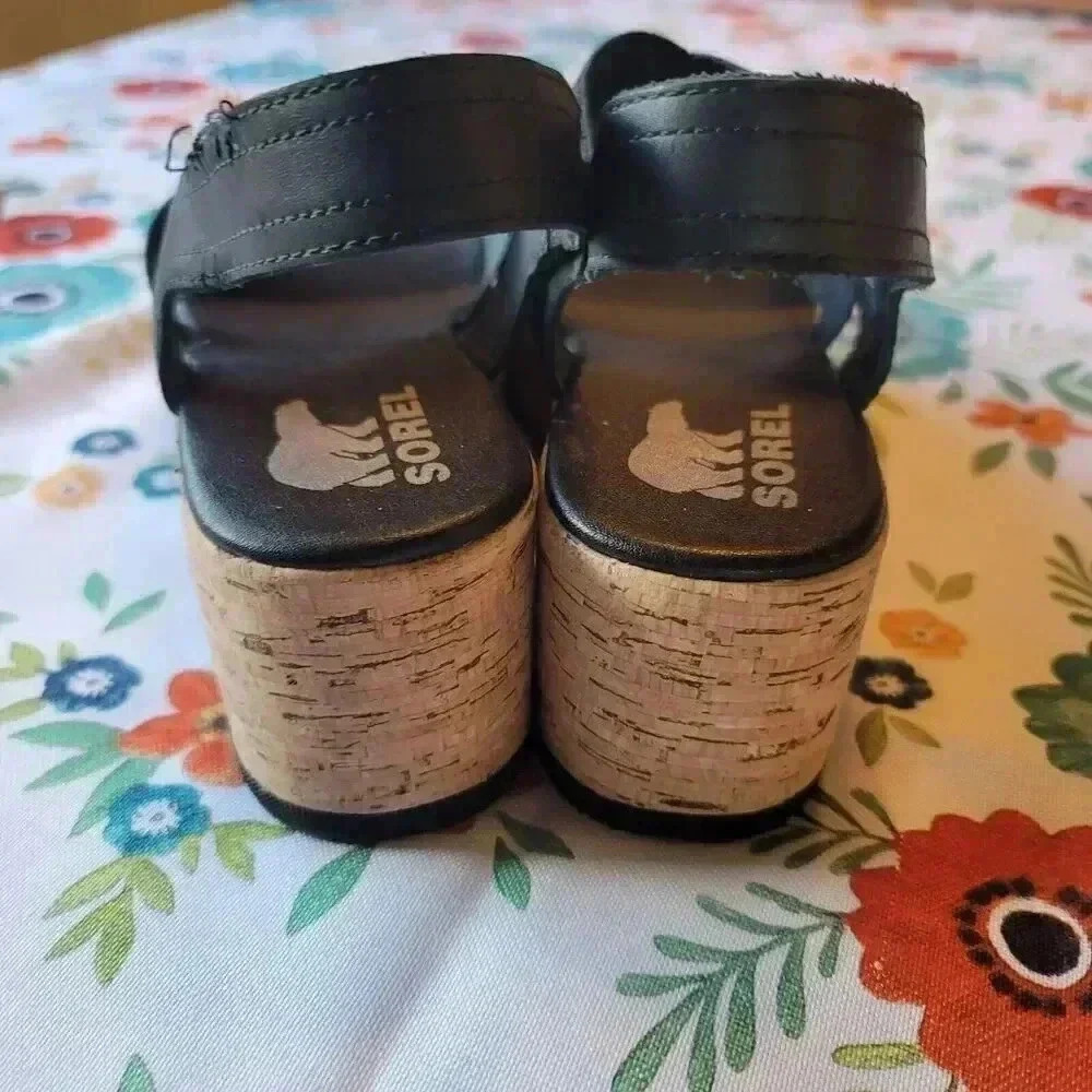 sorel cameron Platform Strap sandals Black Women's Size 9.5 - Picture 3 of 8